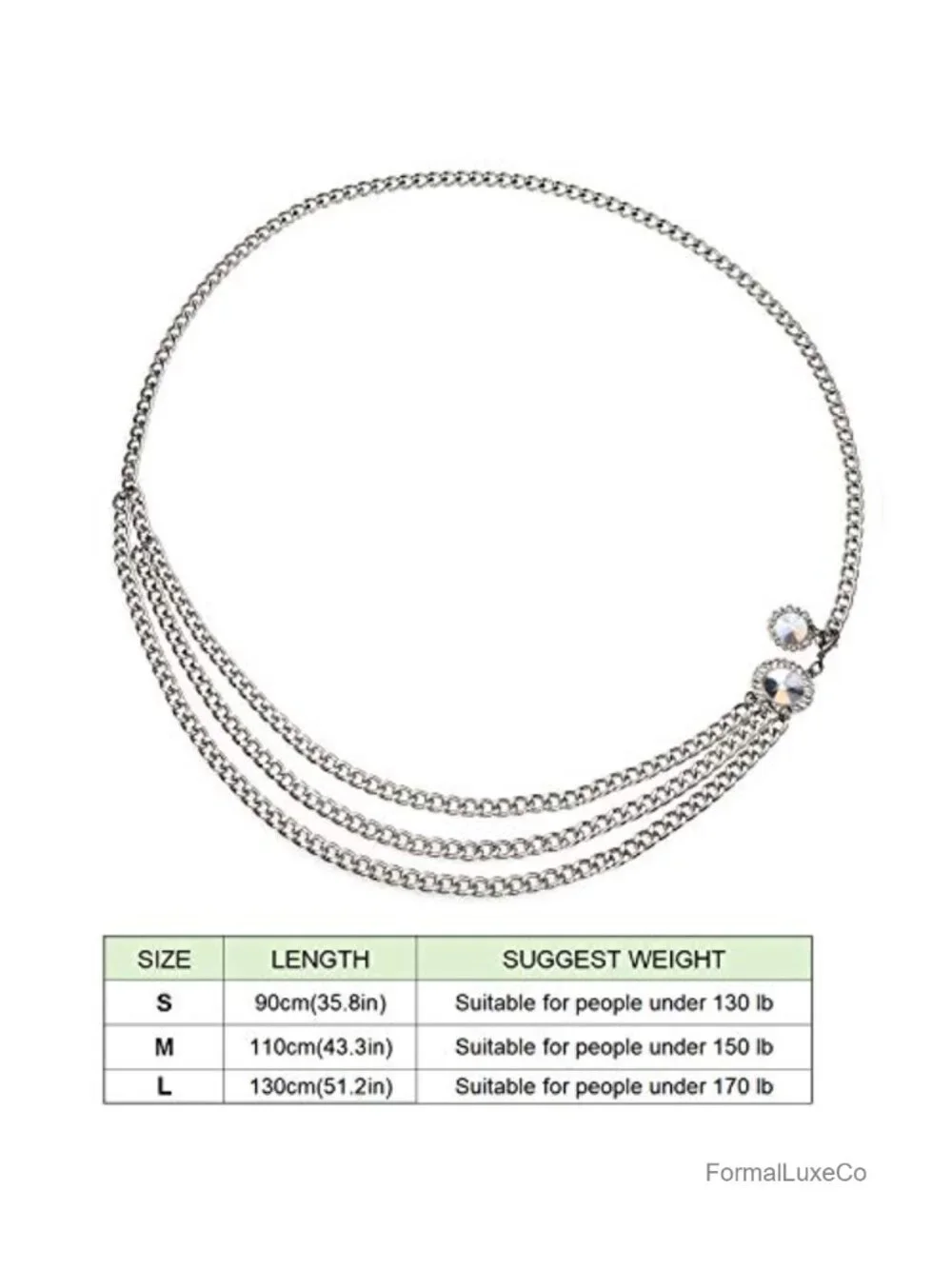 Multilayer Metal Waist Chain Belt for Women - Adjustable Dress Belt